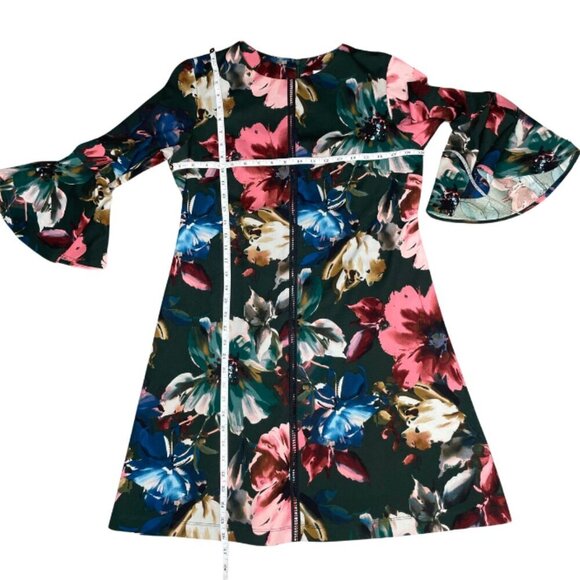J.Taylor Women's Floral Mini/Midi Dress with Bell Sleeves Office Work Sz 12 - Picture 6 of 8